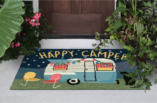 Trans Ocean Frontporch 4542/47 Happy Camper Navy Area Rug by Liora Manne