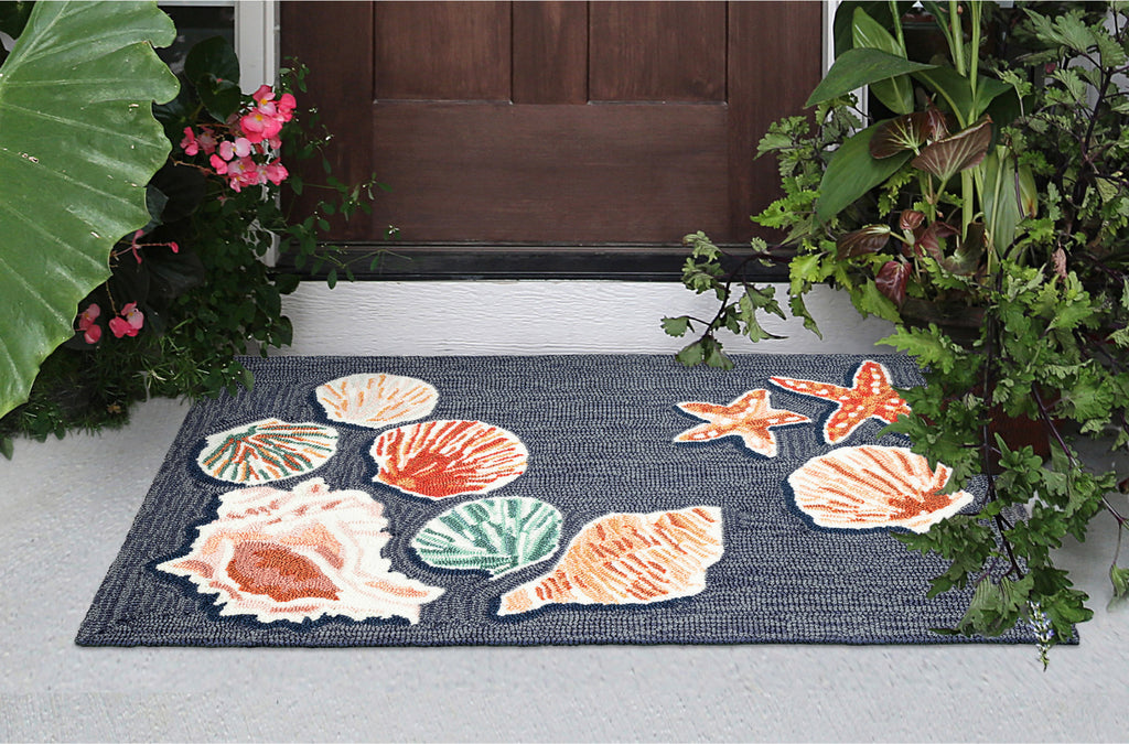 Trans Ocean Frontporch 4565/33 Beachcomber Navy Area Rug by Liora Manne Room Scene Image Feature