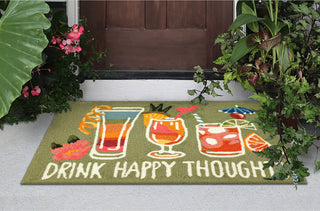 Trans Ocean Frontporch 4573/06 Happy Drinks Green Area Rug by Liora Manne