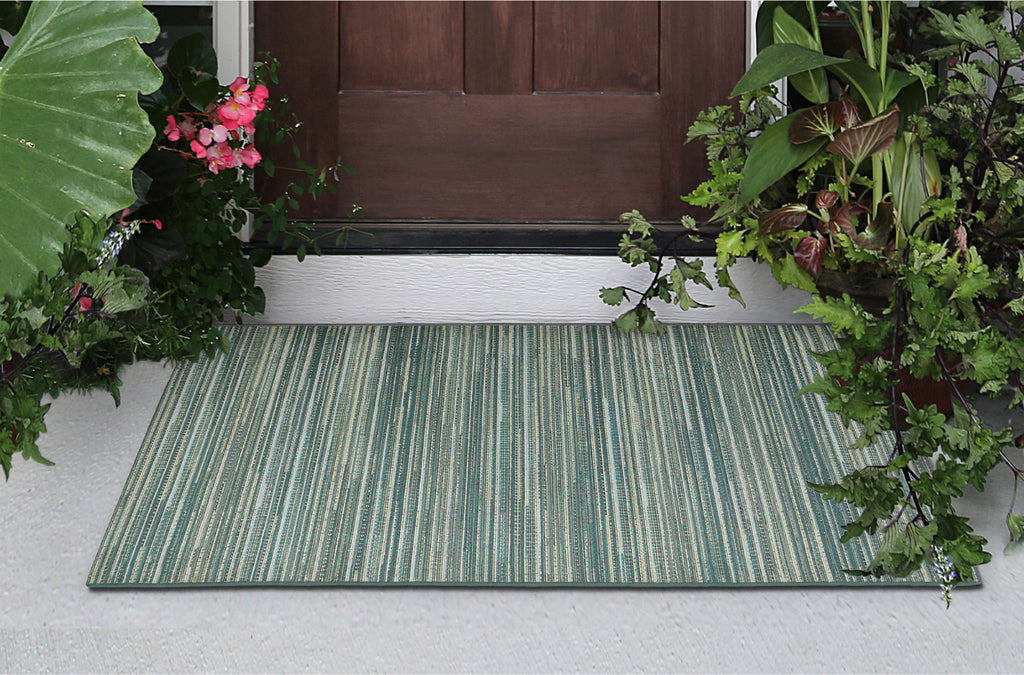 Trans Ocean Marina 8052/04 Stripes Blue Area Rug by Liora Manne Room Scene Image Feature