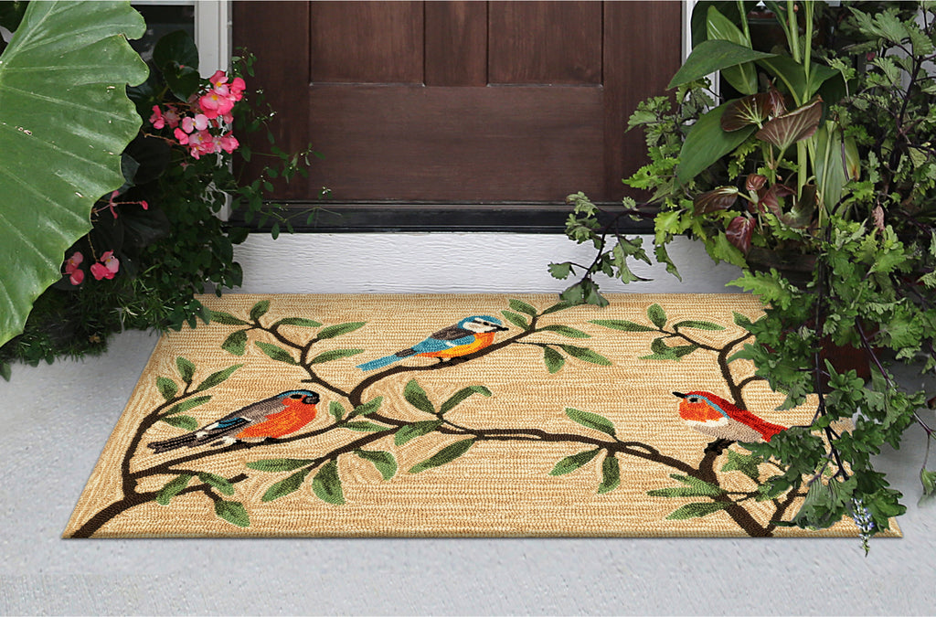 Trans Ocean Ravella 2270/12 Birds On Branches Natural Area Rug by Liora Manne Room Scene Image Feature