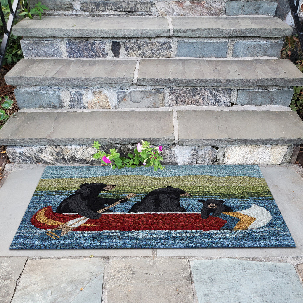Trans Ocean Frontporch 1892/03 Are We Bear Yet? Blue Area Rug by Liora Manne Room Scene Image Feature