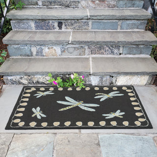 Trans Ocean Frontporch Dragonfly Black/Grey by Liora Manne