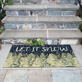 Trans Ocean Frontporch 4512/47 Let It Snow Navy by Liora Manne