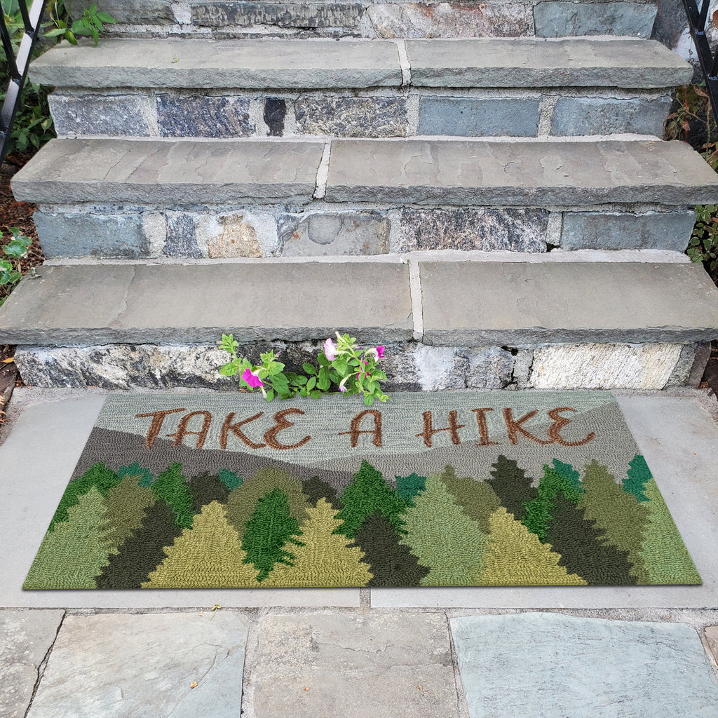 Trans Ocean Frontporch 4513/16 Take A Hike Green Area Rug by Liora Manne Room Scene Image Feature