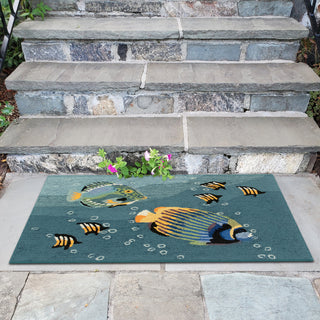 Trans Ocean Frontporch 4530/04 Aquarium Blue Area Rug by Liora Manne Room Scene Image Feature