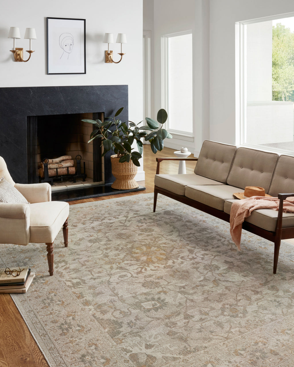 Chris Loves Julia x Loloi Rosemarie ROE-02 Ivory/Natural Area Rug Lifestyle Image Feature
