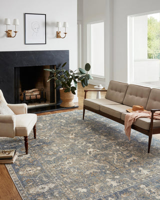 Chris Loves Julia x Loloi Rosemarie ROE-03 Sand/Lagoon Area Rug Lifestyle Image Feature