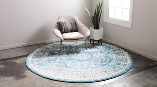 Unique Loom Rosso T-16707 Blue Area Rug Round Lifestyle Image