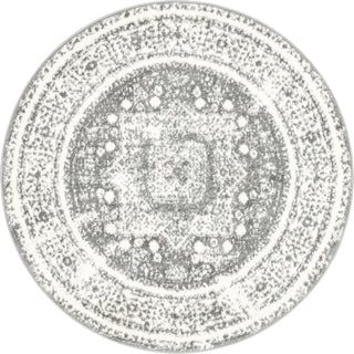 Unique Loom Rosso T-16707 Gray Area Rug Round Top-down Image