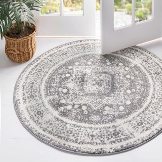 Unique Loom Rosso T-16707 Gray Area Rug Round Lifestyle Image