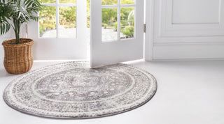 Unique Loom Rosso T-16707 Gray Area Rug Round Lifestyle Image