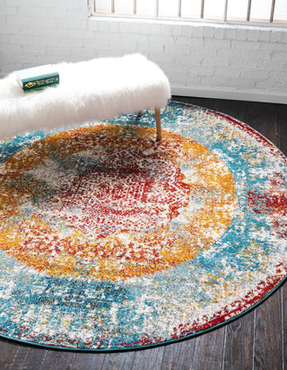 Unique Loom Rosso T-16707 Multi Area Rug Round Lifestyle Image