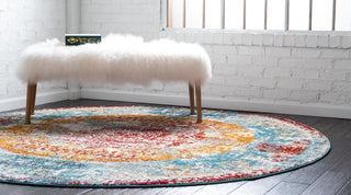 Unique Loom Rosso T-16707 Multi Area Rug Round Lifestyle Image