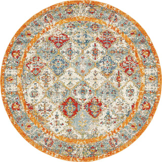 Unique Loom Rosso T-16708 Beige Area Rug Round Top-down Image