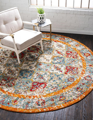 Unique Loom Rosso T-16708 Beige Area Rug Round Lifestyle Image