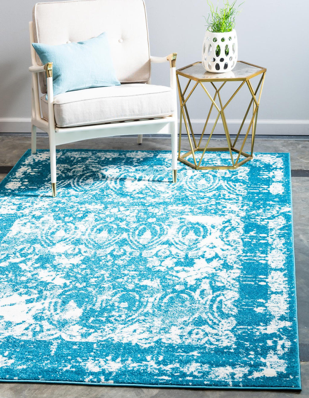 Unique Loom Rosso T-16709 Blue Area Rug Rectangle Lifestyle Image Feature