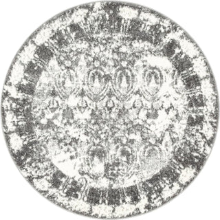 Unique Loom Rosso T-16709 Gray Area Rug Round Top-down Image