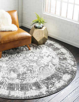 Unique Loom Rosso T-16709 Gray Area Rug Round Lifestyle Image