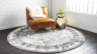 Unique Loom Rosso T-16709 Gray Area Rug Round Lifestyle Image