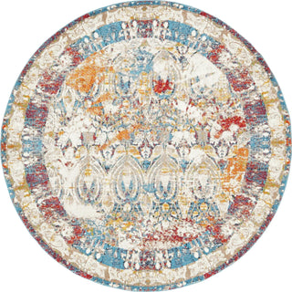 Unique Loom Rosso T-16709 Multi Area Rug Round Top-down Image