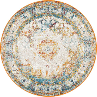 Unique Loom Rosso T-16710 Beige Area Rug Round Top-down Image