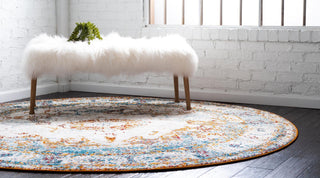 Unique Loom Rosso T-16710 Beige Area Rug Round Lifestyle Image