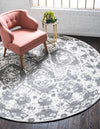 Unique Loom Rosso T-16732 Light Gray Area Rug Round Lifestyle Image