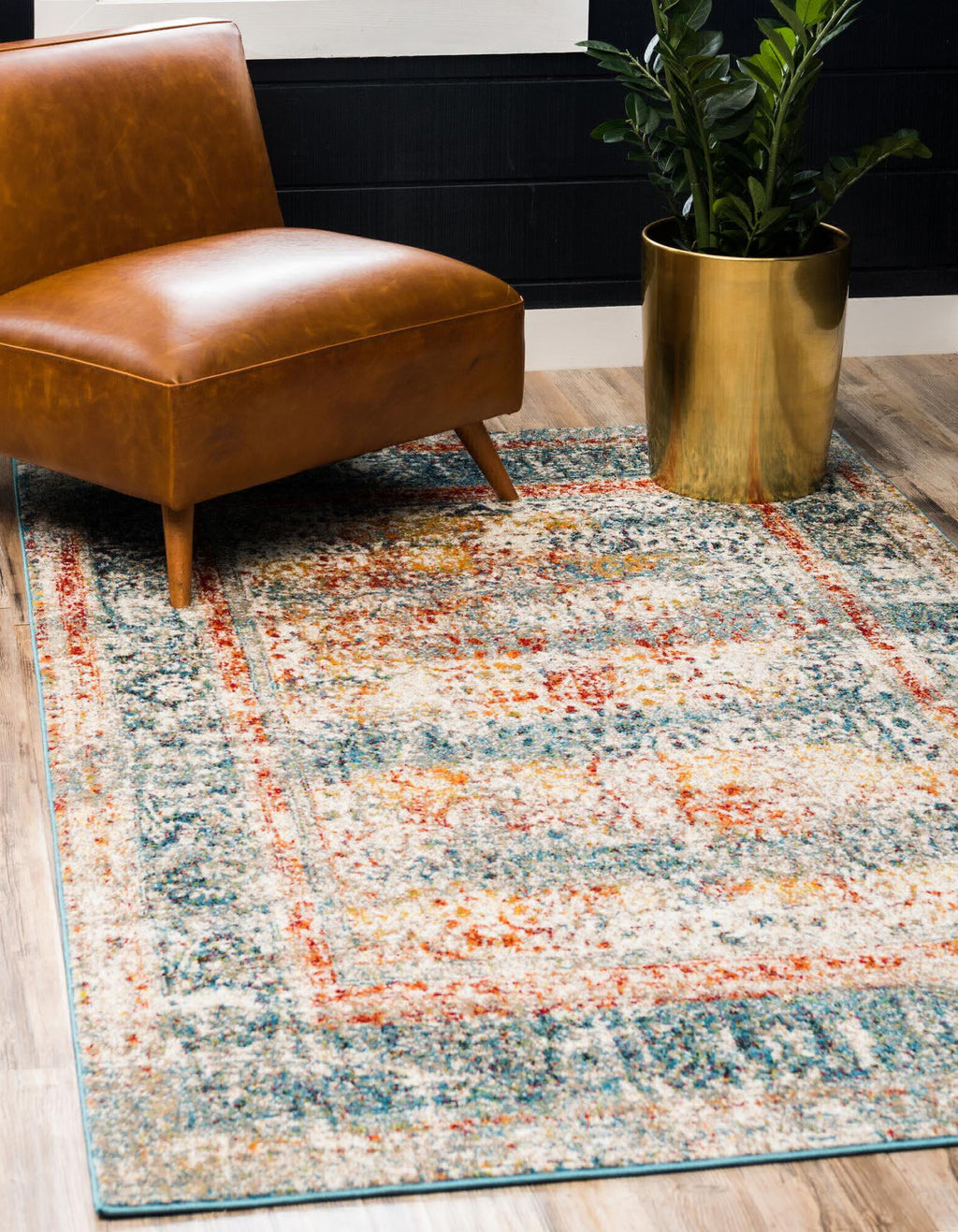 Unique Loom Rosso T-16738 Blue Area Rug Rectangle Lifestyle Image Feature