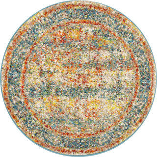 Unique Loom Rosso T-16738 Blue Area Rug Round Lifestyle Image