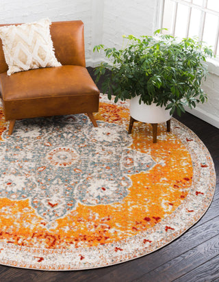 Unique Loom Rosso T-16739 Orange Area Rug Round Lifestyle Image