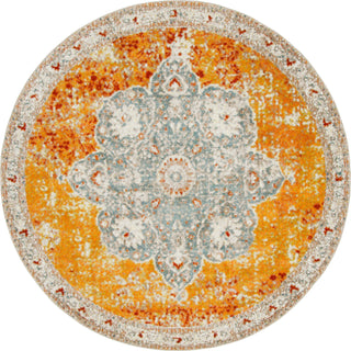 Unique Loom Rosso T-16739 Orange Area Rug Round Lifestyle Image