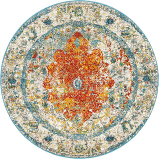 Unique Loom Rosso T-16745 Orange Area Rug Round Lifestyle Image