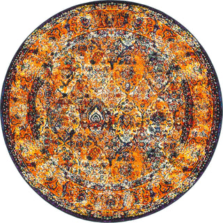 Unique Loom Rosso T-17773 Orange Area Rug Round Top-down Image