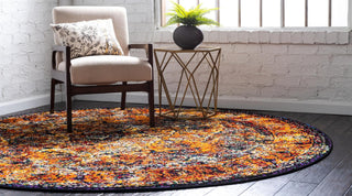 Unique Loom Rosso T-17773 Orange Area Rug Round Lifestyle Image