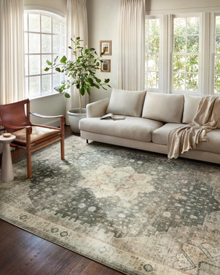 Loloi II Rosette ROS-09 Slate/Ivory Area Rug Room Scene Featured