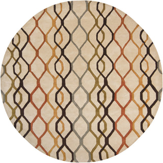 Chandra Rowe ROW-11125 Beige/Orange/Rust/Black/Blue/Green Area Rug Round