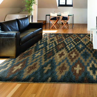 Orian Rugs Royal Shag Blue Spell Area Rug Room Scene