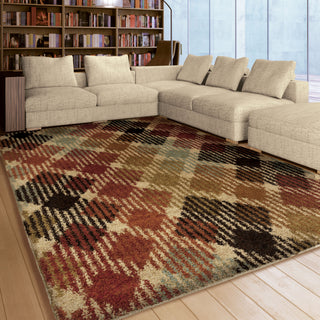 Orian Rugs Royal Shag Checkered Path Multi Area Rug Room Scene Feature