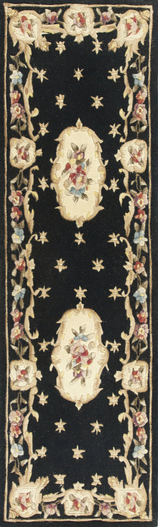KAS Ruby 8901 Black Fleur-De-Lis Aubusson Hand Tufted Area Rug 