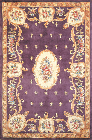 KAS Ruby 8903 Plum Fleur-De-Lis Aubusson Hand Tufted Area Rug