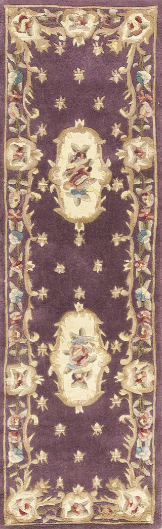 KAS Ruby 8903 Plum Fleur-De-Lis Aubusson Hand Tufted Area Rug 