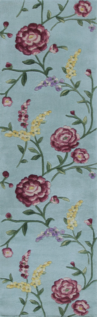 KAS Ruby 8919 Blue Floral Vines Hand Tufted Area Rug 