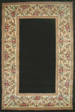 KAS Ruby 8941 Black Floral Border Hand Tufted Area Rug