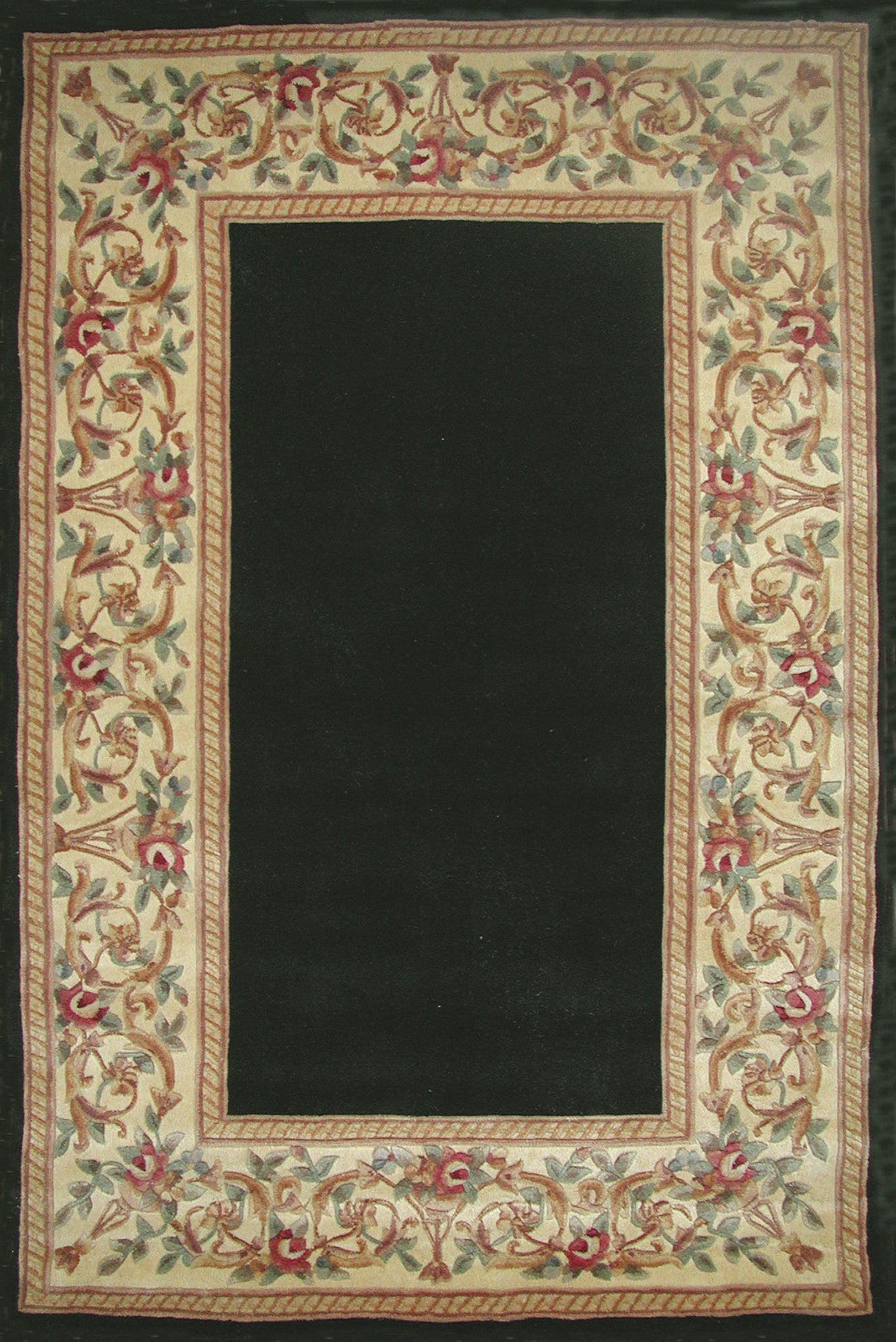 Border Deco Rugs KAS Ruby 8942 Sage Floral Border Area Rug – Incredible Rugs and Decor