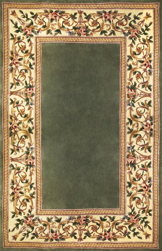 KAS Ruby 8942 Sage Floral Border Hand Tufted Area Rug