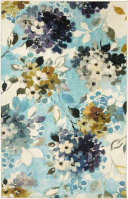 Mohawk Prismatic Hydrangea Blooms Aqua Area Rug