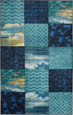 Mohawk Prismatic Beachscape Patchwork Navy Area Rug