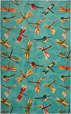 Mohawk Prismatic Summer Dragonflies Aqua Area Rug