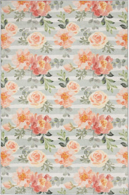 Mohawk Prismatic Floral Stripe Pink Area Rug